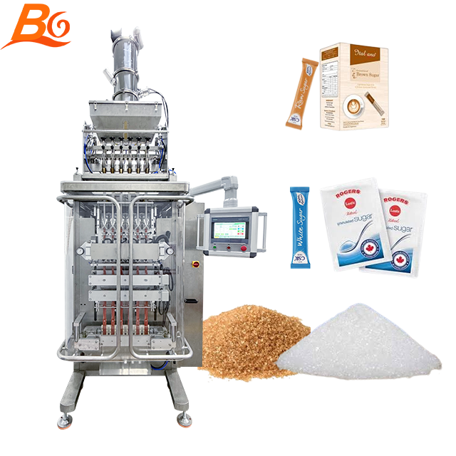 Automatic Sugar Stick Packing Machine Servo Auger Filler Multi Lane PLC Touch Screen 304SS Nitrogen Flushing Stand-up Pouch
