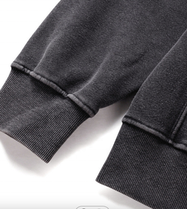 Sudadera con capucha lavada con ácido de gran tamaño y logotipo personalizado, ropa de calle de algodón de felpa francesa con estampado desgastado por el sol, talla XS para invierno - Product Image 4