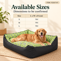 Coussin carré pour chien Yangyangpet en tissu tissé noir et vert lime avec rayures