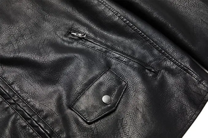 Vestes en cuir de toile de haute qualité pour hommes Col rabattu Respirant écologique Faux cuir Brun de première qualité Cuir véritable à l'avant - Product Image 4