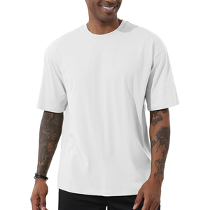 Camiseta pesada de gran tamaño de algodón 100% de alta calidad con impresión personalizada perfecta para toda la temporada camiseta lisa en blanco para hombre - Product Image 1
