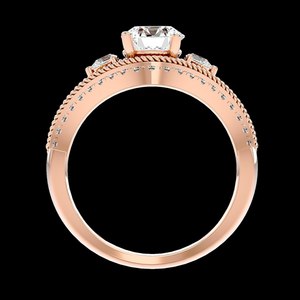 แหวนหมั้นเพชรเพาะเลี้ยง 2.0 กะรัต ทองคำแท้ 14K สไตล์อาร์ตเดโค แหวนแต่งงานวินเทจแบบแยกก้านประดับมุกสำหรับผู้หญิง - Product Image 5