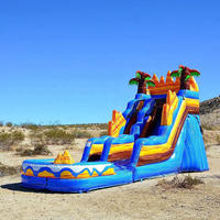 Tobogán Acuático Inflable de PVC Comercial con Doble Línea y Piscina para Adultos y Niños, Portátil, para Alquiler en Exteriores y Uso Escolar