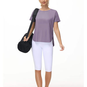 Moda verano Oversize Boxy Fit Full Cotton Camisetas de mujer Custom Casual manga corta Camisetas cuello redondo para mujeres - Product Image 1