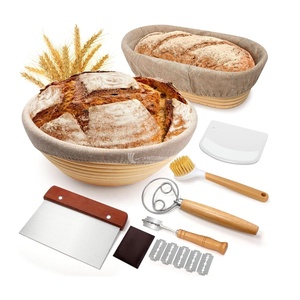 Juego de cestas para fermentar pan con raspador de masa y utensilios para hornear, para hacer pan artesanal, pizza de ratán - Product Image 4