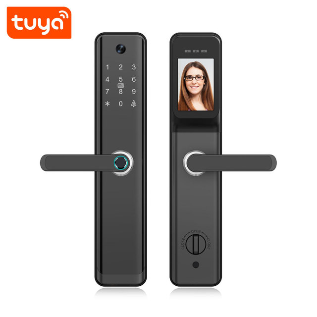 2025 Hot Tuya Smart Lock Cat's Eye Camera Memory Card Supports Fingerprint/Password/App Unlock for Wood/Steel/Aluminum