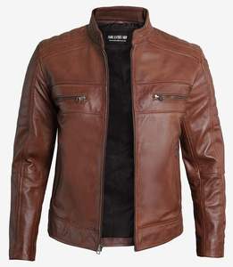 High Quality Formal <b>Leather</b> <b>Jackets</b> with Stand Collar Front Logo Placement - Product Image 4