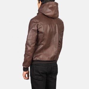 Chaqueta de Cuero de Grano Completo en Cuero Vacuno Auténtico con Acabado Pulido, Puños de Punto Acanalado y Cuello de Banda para Hombre o Mujer - Product Image 4