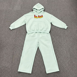 Ensemble survêtement homme en polyester/coton de haute qualité, streetwear uni d'hiver, survêtement grande taille, pantalon de survêtement et sweat-shirt, ensemble 2 pièces - Product Image 2