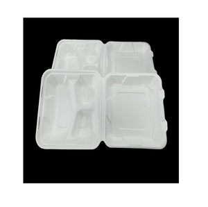 Eco-Friendly Biodegradable Recyclable Reusable Luxury Sugarcane Bagasse Clamshell <b>Lunch</b> <b>Box</b> with Lid Stocked Food Hotel Home - Product Image 1