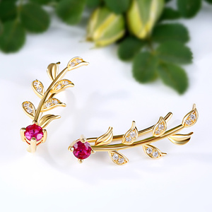 Boucles d'oreilles pendantes Jeulia Golden Leaves Earring Climber Fashion - Product Image 5
