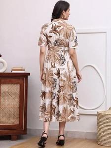 Robe indienne Boho imprimée à la main en coton floral tissé à la main avec taille naturelle, cadeau parfait pour les femmes. - Product Image 6