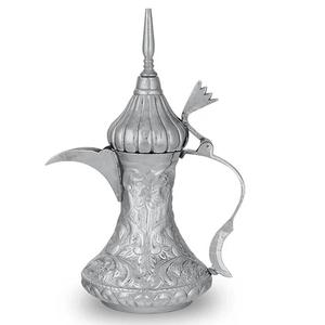 Cafetera Dallah de latón hecha a mano de alta calidad con grabado acabado de níquel para vajilla cafetera árabe - Product Image 1