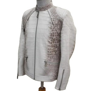 แจ็กเก็ตหนังจระเข้สำหรับผู้ชายแจ็คเก็ตหนังแฟชั่นใหม่สำหรับผู้ชายเสื้อแจ็คเก็ตหนังกันลม - Product Image 3