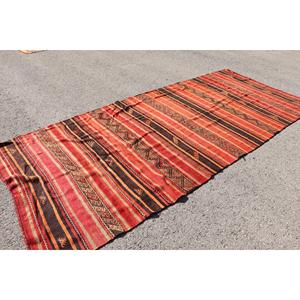 พรมคิลิมวินเทจ ขนาด 4.8x11.4 ฟุต สีน้ำตาลแดงลายตาราง ทำจากขนสัตว์แบบตุรกี - Product Image 4