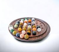 Jeu de société solitaire personnalisé en bois authentique fait à la main avec 37 billes naturelles jeu de solitaire cadeau de Noël