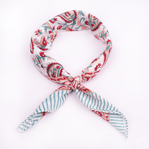 Bandana en coton imprimé à la main à motifs ethniques, léger, écologique, respirant, à nouer, carré, pour les sports de plein air - Product Image 5