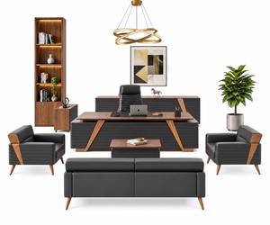 Conjunto de Escritorio Ejecutivo Ergonómico Moderno con Silla y Sofá a Juego, con Base Giratoria, Reposabrazos Ajustables y Respaldo Sólido Manual - Product Image 3
