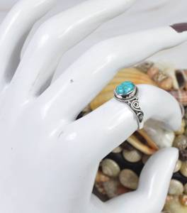 Anillos de Turquesa Azul Cobre para Mujer, Plata de Ley 925, Joyería Hecha a Mano, Diseño Clásico, Forma Ovalada, para Fiestas y Eventos - Product Image 3