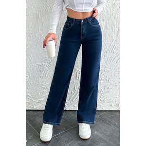 กางเกงยีนส์เดนิมสีน้ำเงินเคลือบหินแบบรักษ์โลกสำหรับผู้หญิงสุดหรู เอวสูง ขากว้าง ทรงหลวม นุ่ม ยืดหยุ่น ทนทาน แฟชั่นสตรีทแวร์ - Product Image 3