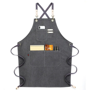 Tablier à bavette unisexe en toile denim et coton avec poches croisées réglables et lavables pour le travail du bois, le jardin et l'art des restaurants - Product Image 6