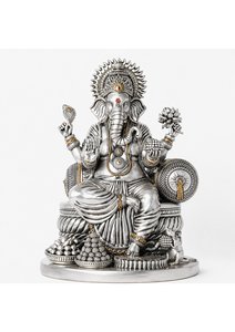 Exclusivo Juego de Ídolos de Lakshmi y Ganesh Hechos a Mano con Acabado en Oro de 24K y Plata 999, Decoración de Lujo para Pooja y Celebraciones Festivas - Product Image 4