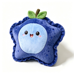 Almohada de peluche personalizada en forma de estrella con borde verde con volantes y diseño de cara rosa suave para niños y bebés, juguete unisex. - Product Image 3