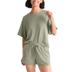 Conjuntos de mujer Casual verano cuello redondo Camiseta y conjunto corto manga corta Slim Fit 100% algodón de gran tamaño a juego conjunto de 2 piezas mujeres - Product Image 2