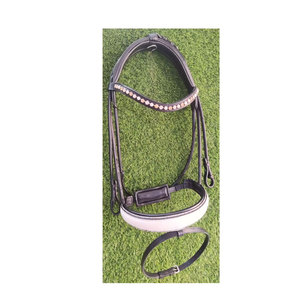 Meilleure vente de bride en cuir de cheval avec bride en cuir fantaisie de style muserolle croisée au prix de gros - Product Image 1