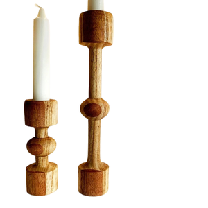 Hand Crafted Modern Locally Sourced <b>Wooden</b> Ash Thin <b>Candle</b> <b>Stick</b> Holder Christmas Birthday Gift Set of 2 - Product Image 1