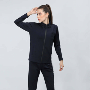 Survêtement élégant à fermeture éclair pour femmes respirant léger deux pièces vêtements actifs Gym extérieur utilisation décontractée veste survêtement pantalon - Product Image 1