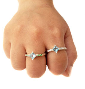 เงินสเตอร์ลิงส่องแสง 925 พลอยโทเปซสีน้ําเงินสไตล์วินเทจบาแกตต์รูปร่างแฟชั่นนิ้วแหวนหินเดี่ยว - Product Image 6