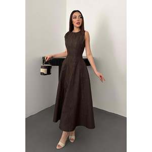 Vestido Godet de Mezclilla Marrón - Marrón - Product Image 2