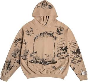 Sweat à capuche ample pour homme en coton pur noir avec design épaules tombantes - Product Image 5