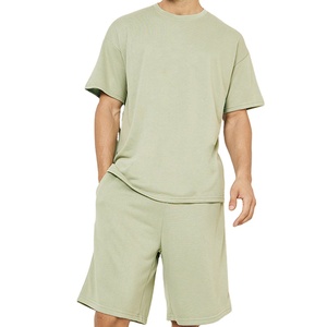 High Quality Summer Tracksuit Twin Set <b>Men</b> Tee Shirt <b>Shorts</b> Set Breathable Quick Dry Cotton Polyester Running Sports Tracksuit - Product Image 1