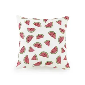 Capa de almofada de verão 40x40 melancia bordada aquarela melão frutas linho capa de almofada decoração para casa sofá