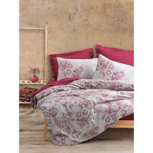 Vidal Claret <b>Red</b> Dual Double <b>Duvet</b> Cover <b>Set</b> Made of Cotton Box - Product Image 1