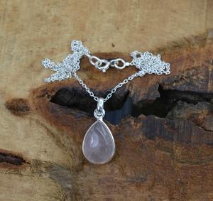 Bijoux pendentifs de style bohème en argent fait main Bijoux en argent sterling 925 avec quartz rose Bijoux pendentifs tendance pour femmes Cadeau - Product Image 4