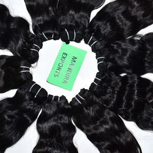 Machine Double Weft Bundles Wavy Weaving <b>Hair</b> Indian Shedding Free Virgin <b>Hair</b> Natural Black Color <b>One</b> Doner Human <b>Hair</b> - Product Image 5