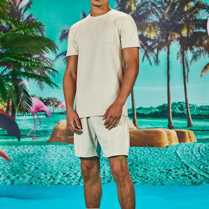 Camiseta gráfica de dos piezas de verano con logotipo estampado personalizado y conjunto corto para hombre, nueva colección lavada, chándal de talla grande - Product Image 4