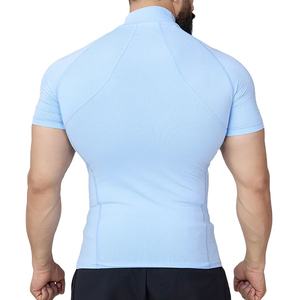 Camiseta Deportiva de Cuello Alto, Color Sólido, Precio Bajo al por Mayor, Nueva Llegada, Lisa, sin Estampado, Ropa de Gimnasio, Compresión Atlética, 100% Poliéster - Product Image 5
