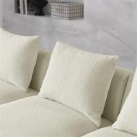 Canapé modulaire extensible en forme de U capitonné moderne pour salon, avec 2 sièges simples et 2 chaises longues, en tissu bouclé et structure en bois