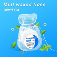 Fil dentaire personnalisable en gros OEM, saveur menthe, ciré, 50 m, charbon de bambou, maïs, PTFE, nylon