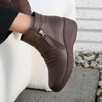 [JSHOE] Sepatu Boots Wanita Kulit Sapi Asli Berlapis Bulu dengan Ritsleting Samping, Nyaman untuk Berjalan di Musim Dingin