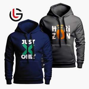 DTF Sweat à capuche d'hiver chaud pour hommes 100% coton tricoté 100% fibres de polyester élégant imprimé bouffant Logo grande taille - Product Image 1