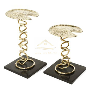 Aluminum Cast Golden Color <b>Candle</b> Holder <b>Lanterns</b> <b>Candle</b> Stand 3 in 1 Shiny Polished Decorative Tabletop Accessories From India - Product Image 4