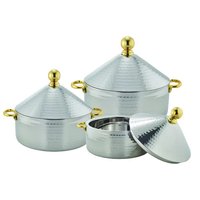 Ensemble de casseroles classiques à double paroi en acier inoxydable isolées sous vide avec couvercle en verre trempé, écologiques, adaptées aux gaz et à l'induction, et conformes aux normes alimentaires