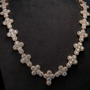 925 Silver Iced Out <b>Cross</b> Link Necklace With Moissanite Diamond Look Stones Hip Hop Statement <b>Chain</b> Jewelry - Product Image 1