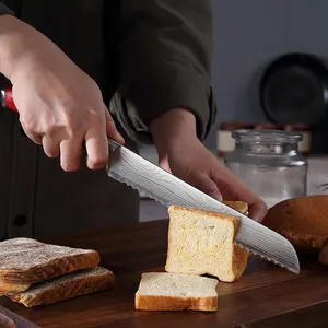 Neues Design 8-Zoll-Brotmesser Gezackte Klinge Brotmesser Mit Pakka Holzgriff Kuchen messer