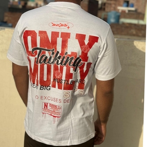 Camiseta de hombre de algodón 100% de peso pesado, ropa de calle con logotipo gráfico personalizado, ropa de uso diario con estampado de pantalla de gran tamaño con ajuste cómodo - Product Image 4